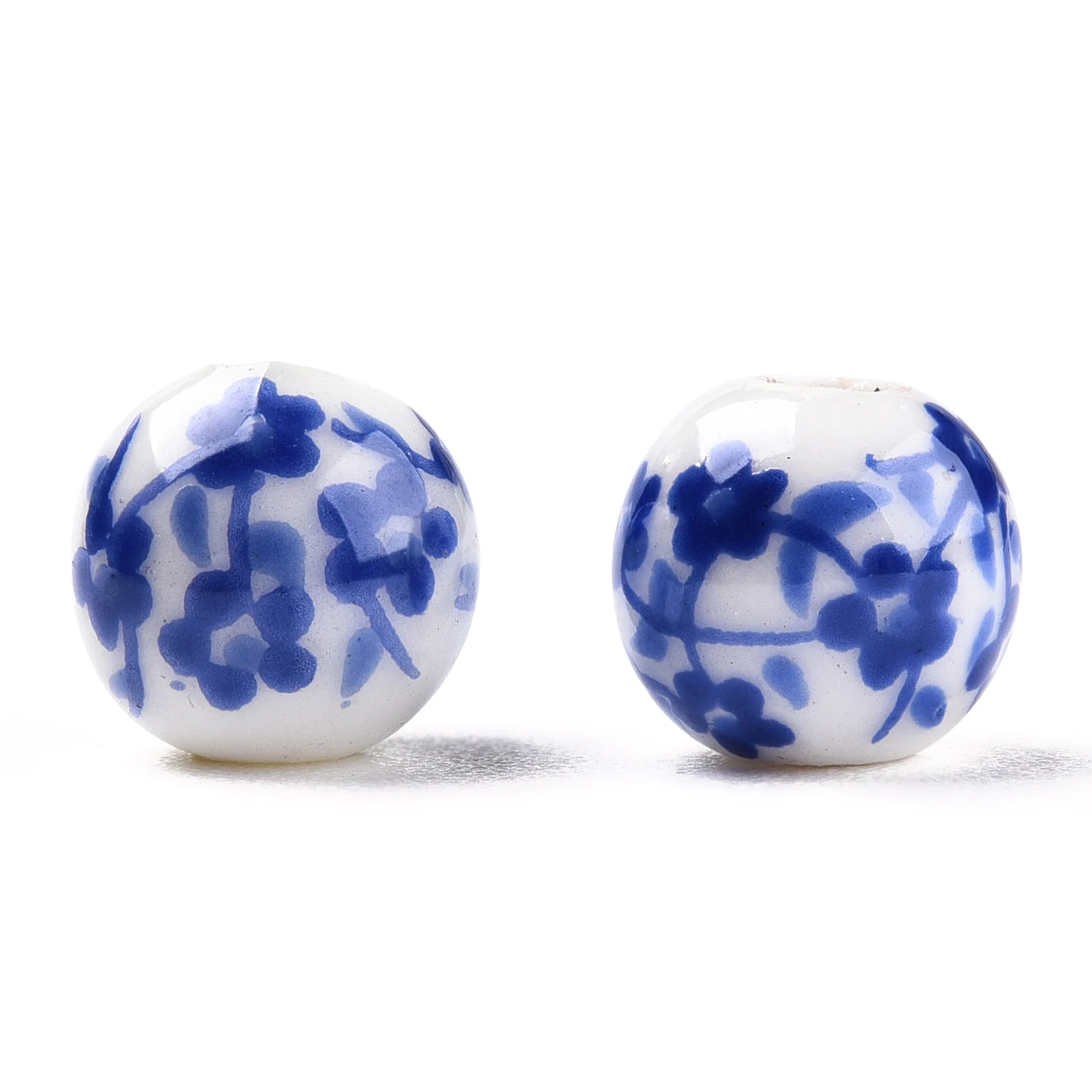 6/8/10/12mm Blue White Porcelain Beads Round Flower Pattern Ceramic Bulk Spacer Bead Retro Earring Necklace DIY Jewelry Making