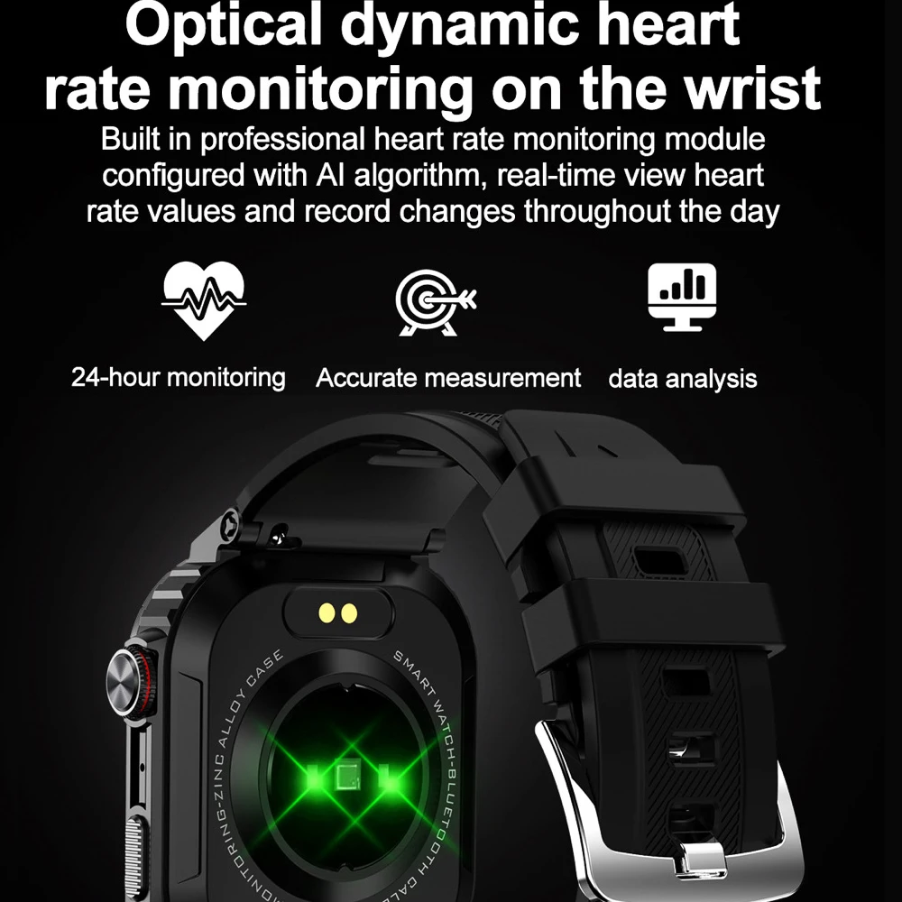 กีฬาฟิตเนสผู้ชายกลางแจ้งSmartwatch 2.02 "ฟันสีฟ้าCall Voice Assistant Heart Rateเลือดออกซิเจนสมาร์ทวอท์ชIP68 กันน้ํา