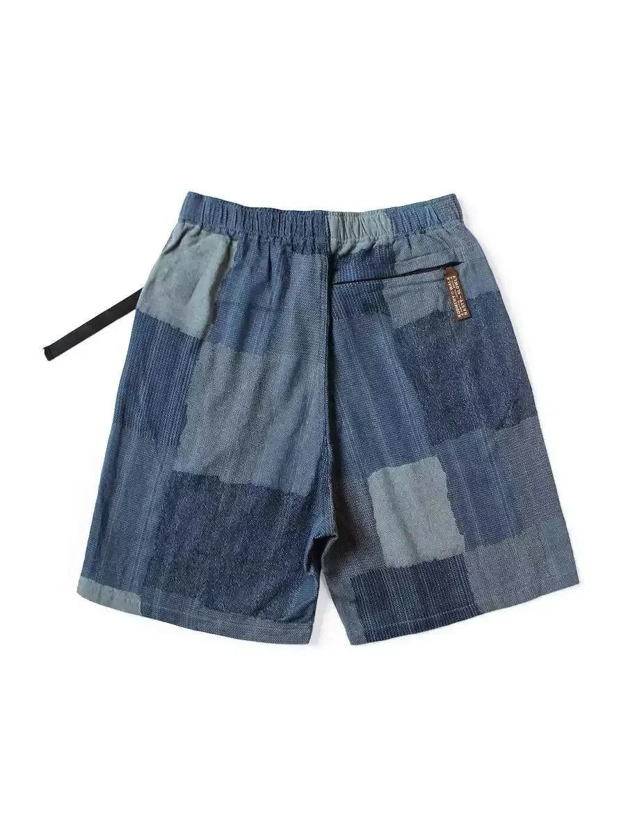 2026 New KAPL Japan Style Hirata Kazuhiro Cotton Color Blocked Jacquard Loose Shorts for Men Summer Wear