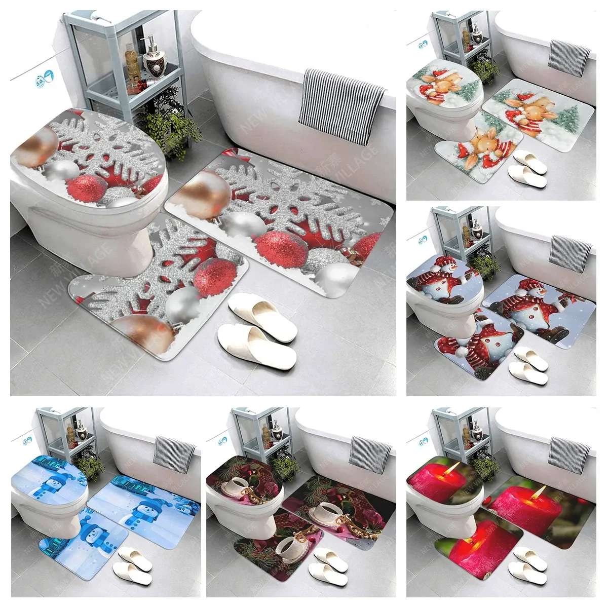 home bathroom floor mats Christmas animals Bath Foot mat modern bathroom accessories rug Toilet mat Bathtub anti-slip carpet