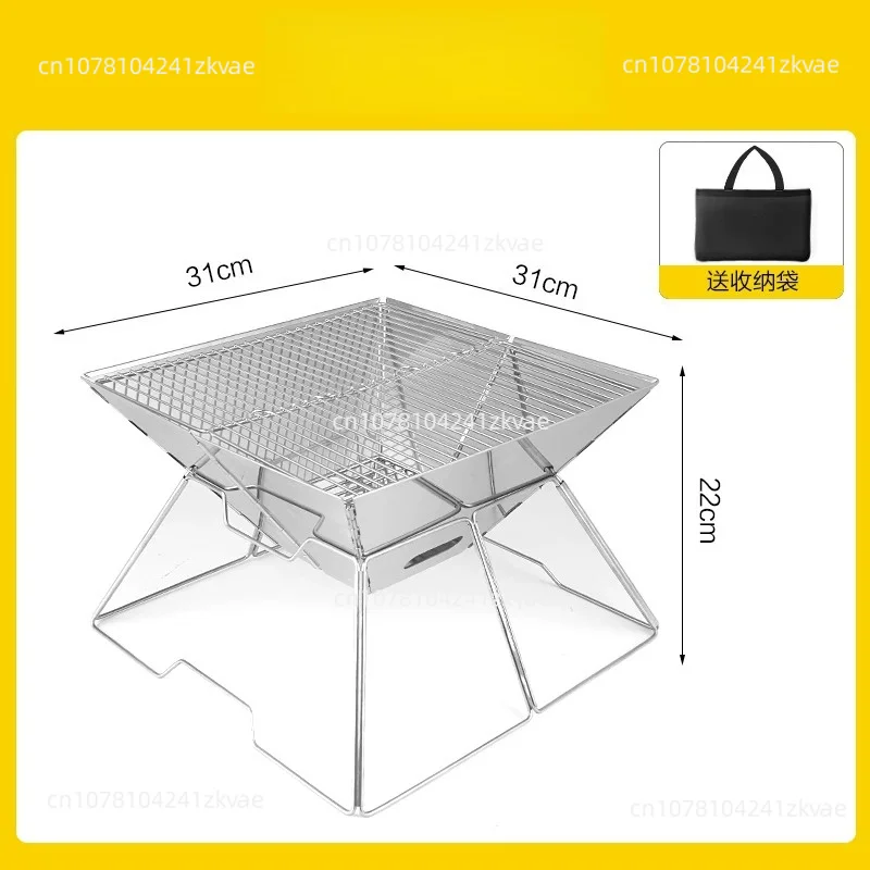 Portable Wood Stove Brazier Wood Heater Folding Hike Barbecue BBQ Grill Stand Camping