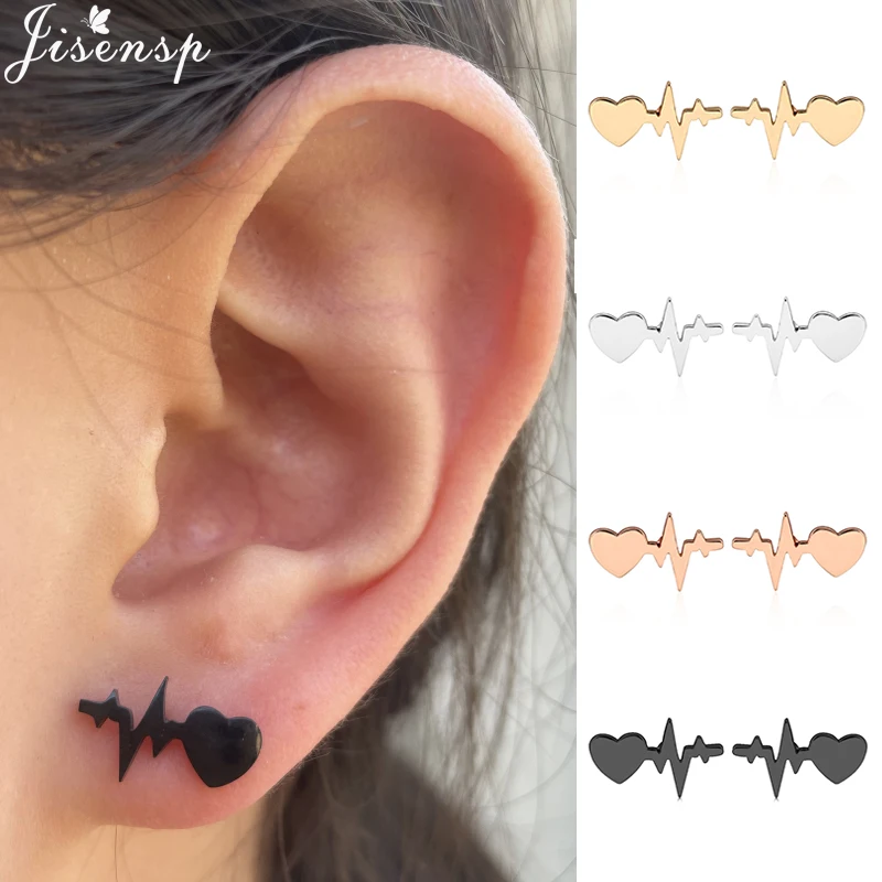 Fashion Stainless Steel Mini Stud Earrings for Women Girls Punk Ballet  Rocket Lightning Earings Daily Jewelry Korean Party Gift