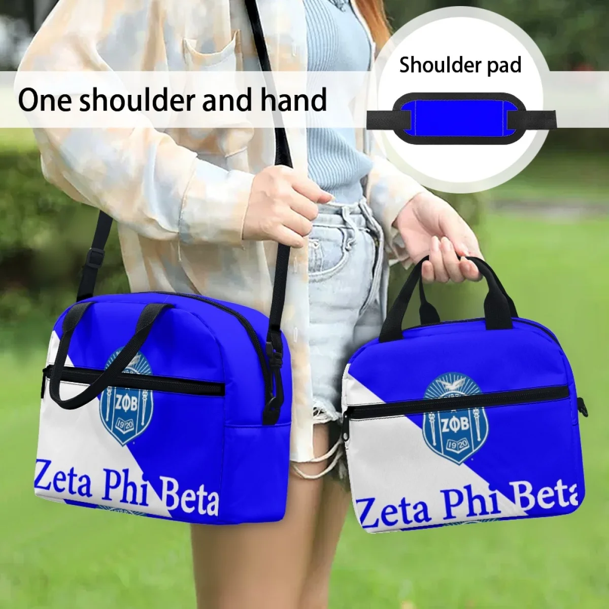 FORUDESIGNS Zeta Phi Beta Creative Lunch Bags Keep Warm Multi-Pocket Snack Bags Utility Meal Box Accessories Recyclable Travel