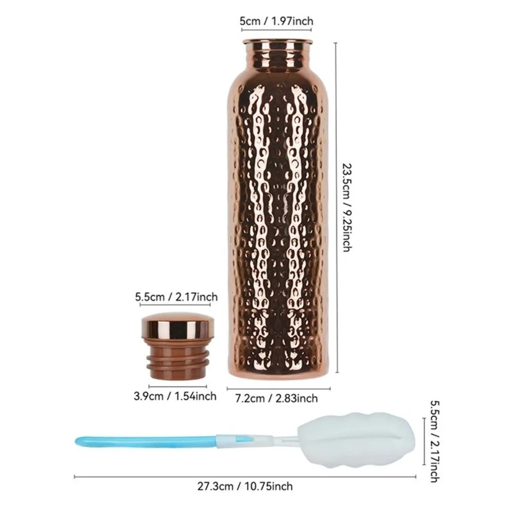 800ML Copper Water Bottle​ ​One-Click Open Lid​ ​Thermal Insulation ​Hammer Pattern Bottle​ Anti-Slip Silicone Base​