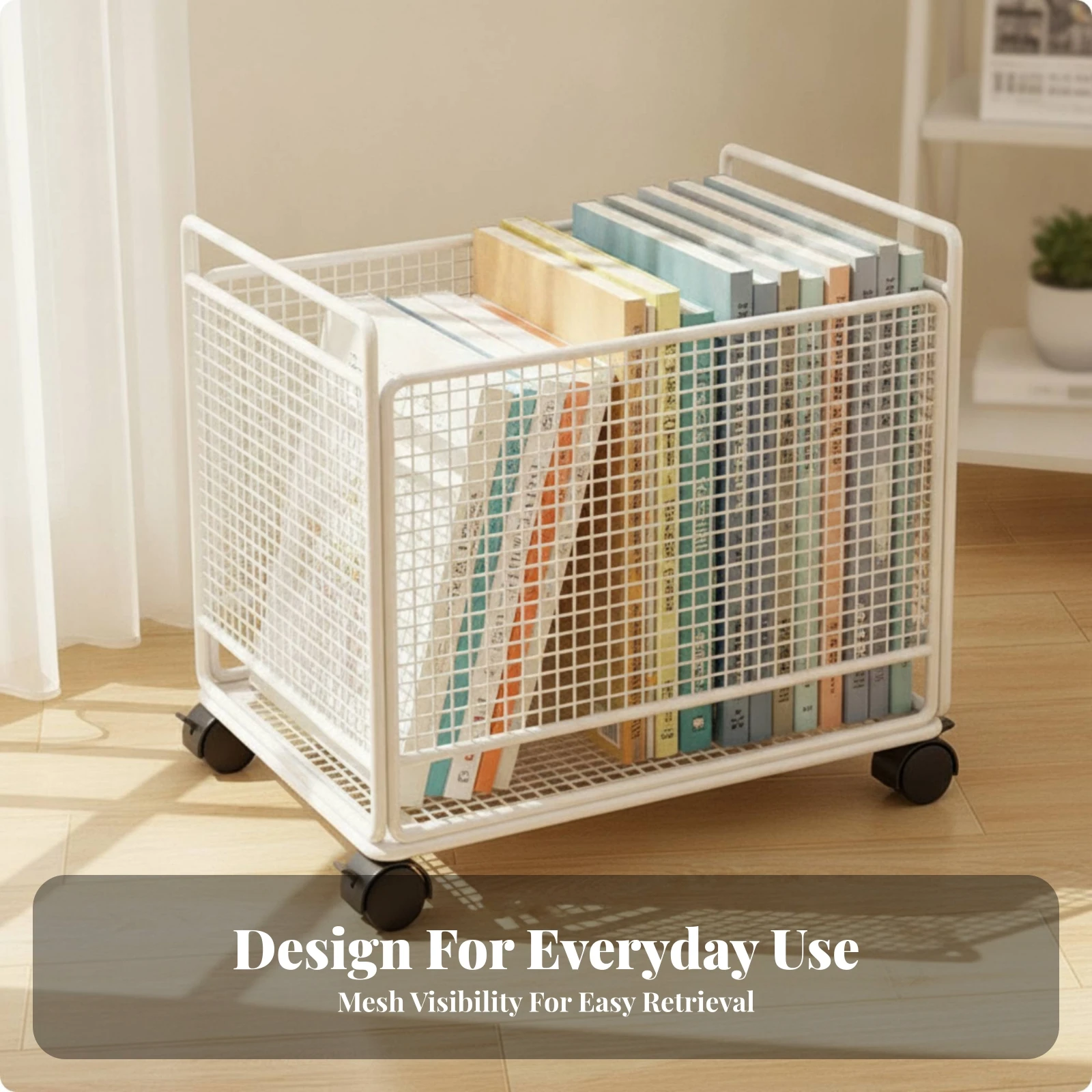 Wire Storage Basket with Wheel - Book Cart Rolling review and price