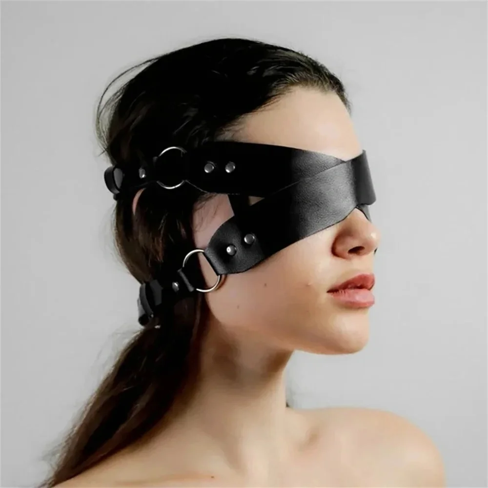 Women Masquerade Ball Fancy Mask Accessories of Sexy Leather Blindfold Gothic Cosplay Fashion Mask for Halloween Carnival Party