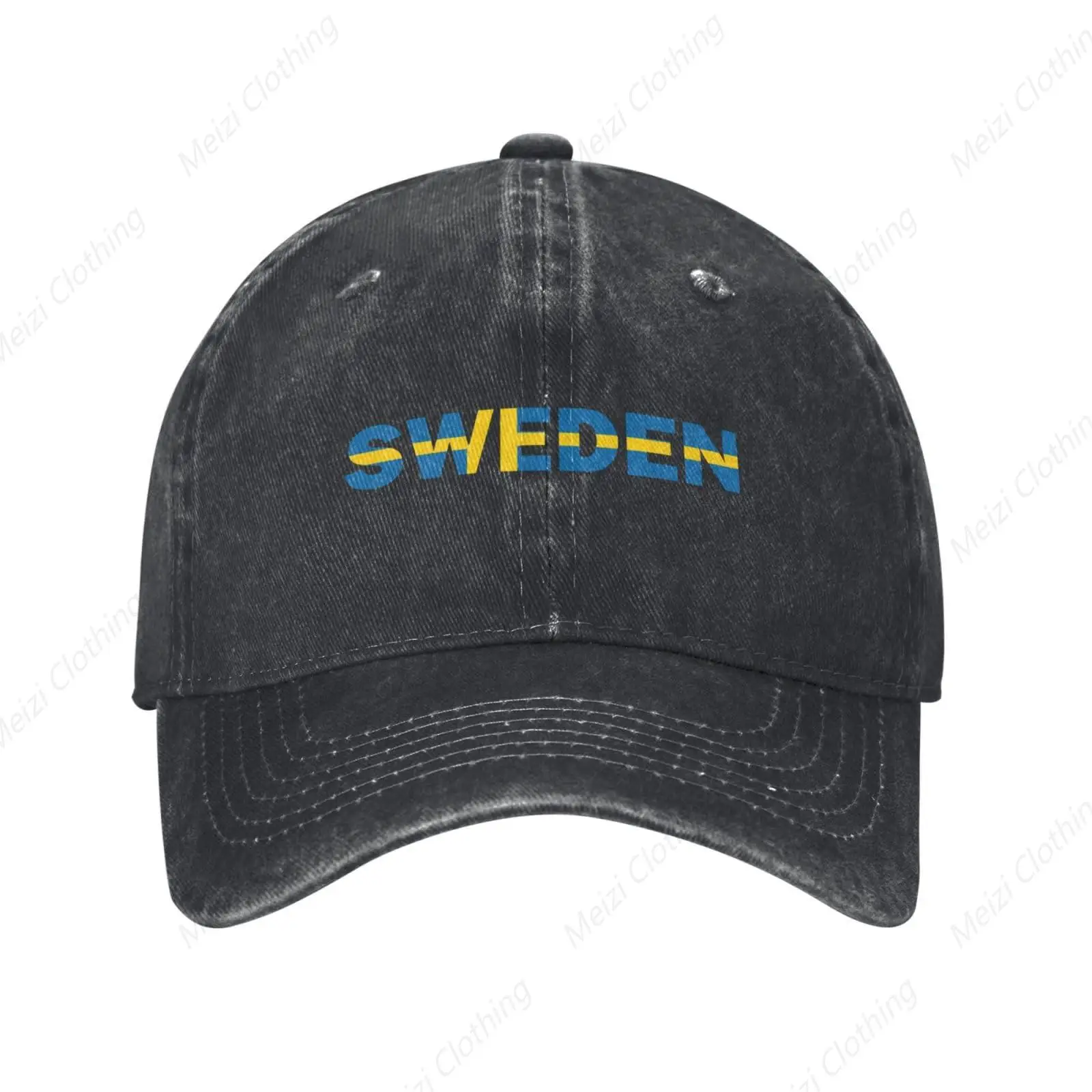 Swedish Flag Swedish Text Art Classic Cowboy Hat Adjustable Retro Washed Cowboy Baseball Men's and Women's Adult Hats Gift