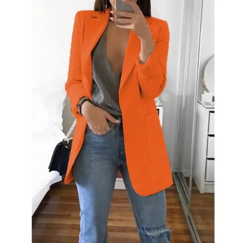 Elegant Fashionable Suit Jacket Large Size Women Blazer Clothing Slim Fit Cardigan Overcoat Solid Lapel Jacket Grace Outer Wear