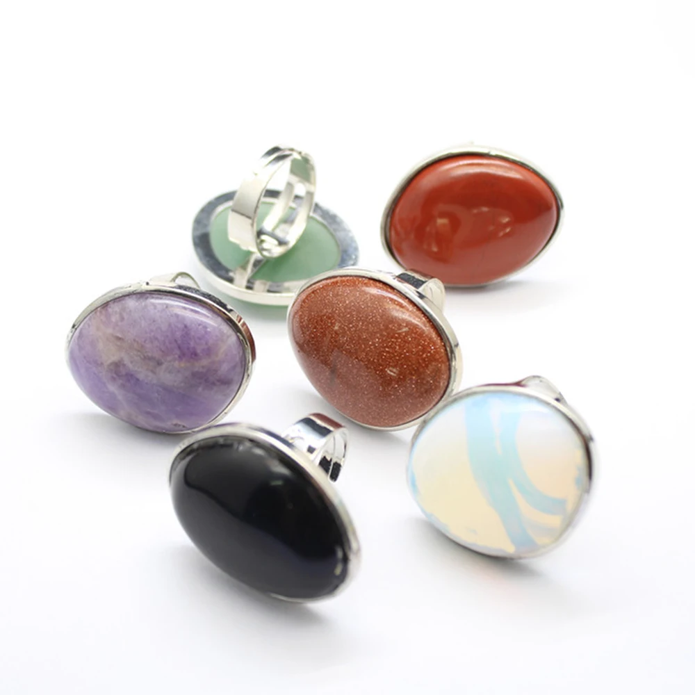 

Resizable Stone Rings Jewelry for Women Girl Irregular Healing Green Aventurine Natural Reiki Crystals Agate Quartzs Finger Ring