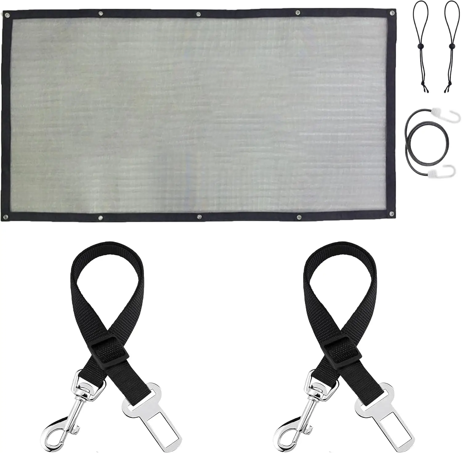 

Регулируемый ремень безопасности для собак в автомобиль и сетчатый барьер, нейлоновый поводок 28 дюймов, сетчатая перегородка 45 дюймов для безопасных поездок в внедорожниках/грузовиках