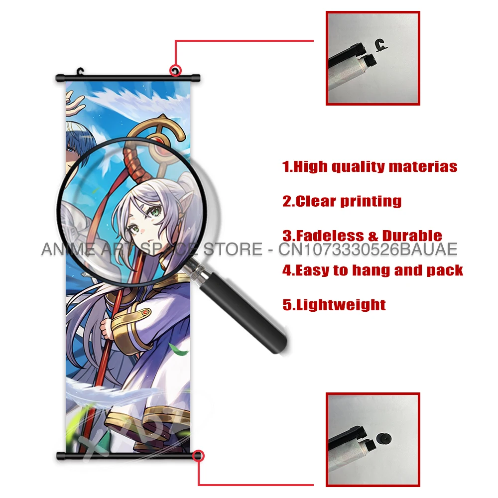 Frieren Hanging Painting Serie Wall Art Eisen Scrolls Pictures Heiter Home Decoration Himmel Wallpaper Sein Anime Posters Stark