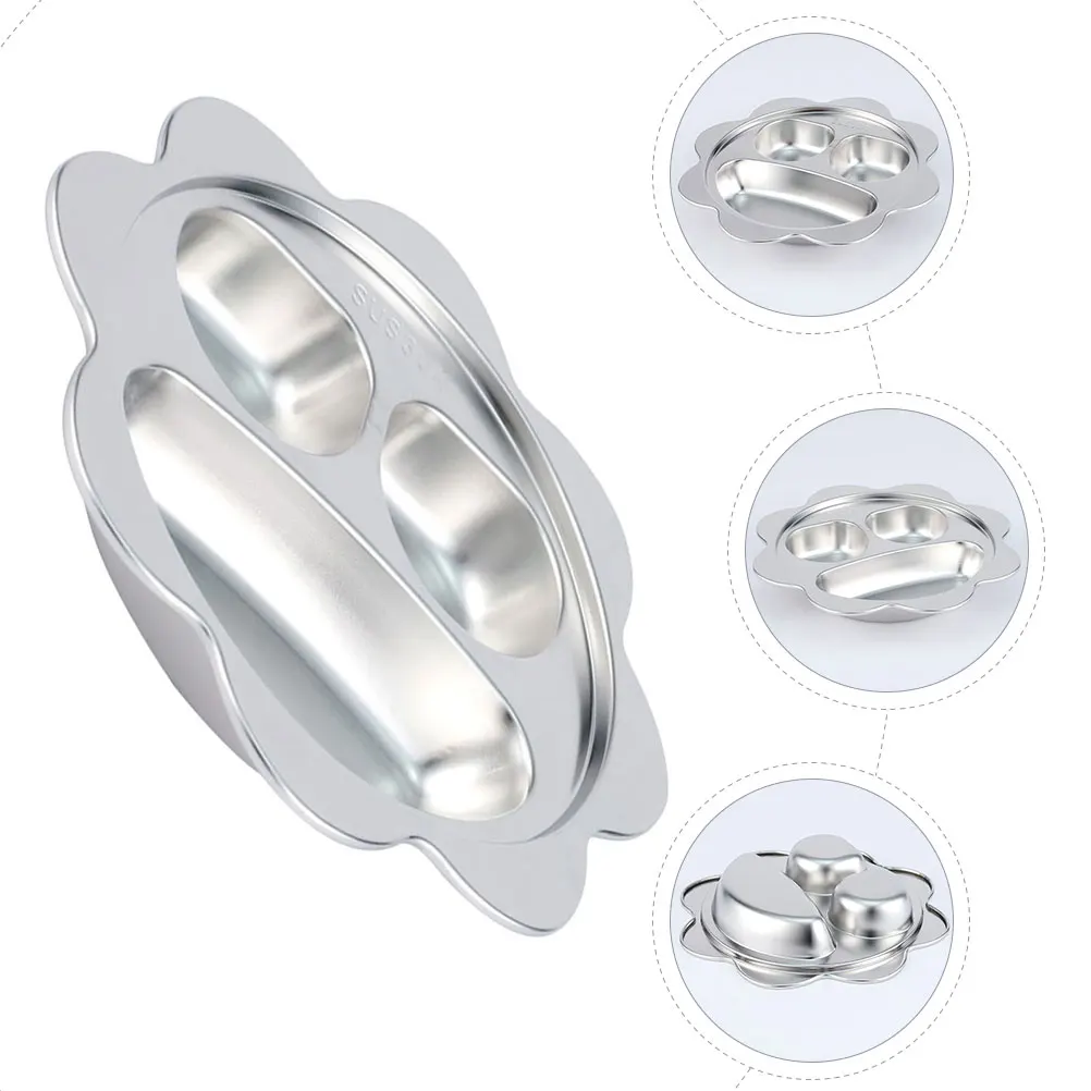 

Portion Control Plate Dinner Plates Stainless Steel Material Children Unbreakable Divided Silver 304 Toddler