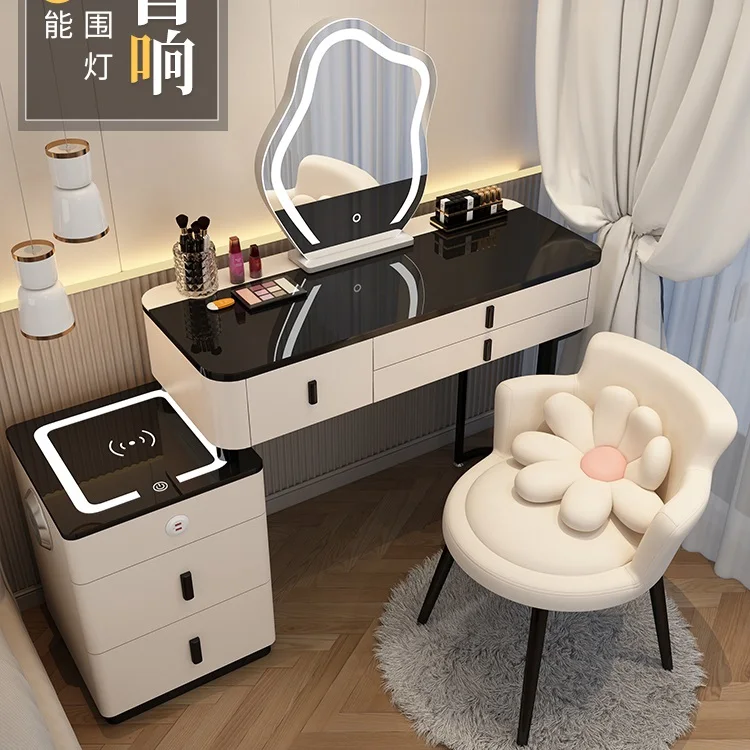 

Smart Dresser Wireless Charging Light Luxury Nordic Bedroom Makeup Table Modern Simple Multi-functional Princess Dressing Table