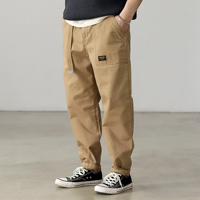 

Overalls Men's Japanese Vintage Pure Cotton Washing Trend Loose Closure Foot Spring And Autumn Leisure Long Pants