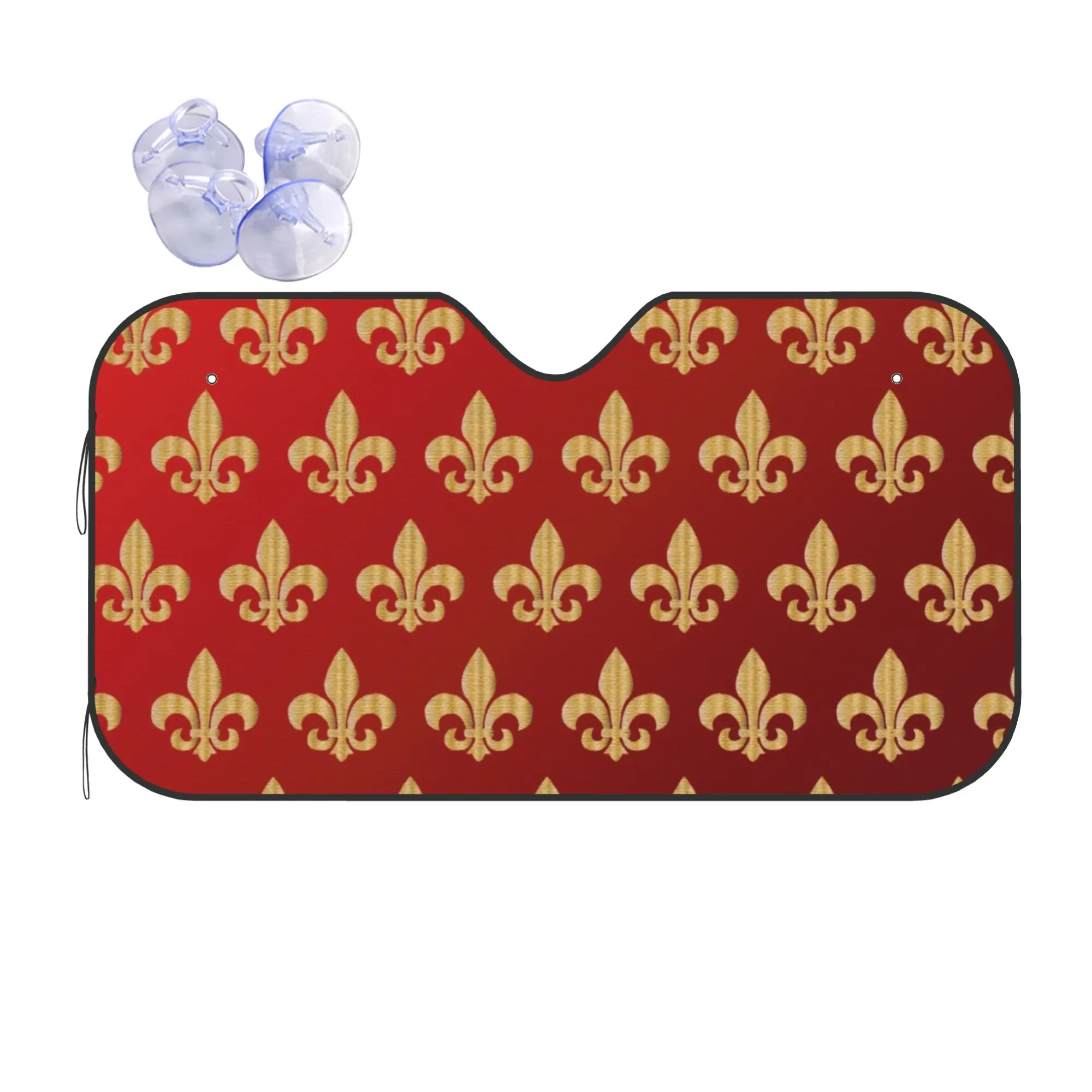 Windshield Sun Shade Car Fleur-De-Lys Solar Reflector Protector Fleur De Lis Lily Floral Visor Screen Cover Vehicle Windscreen