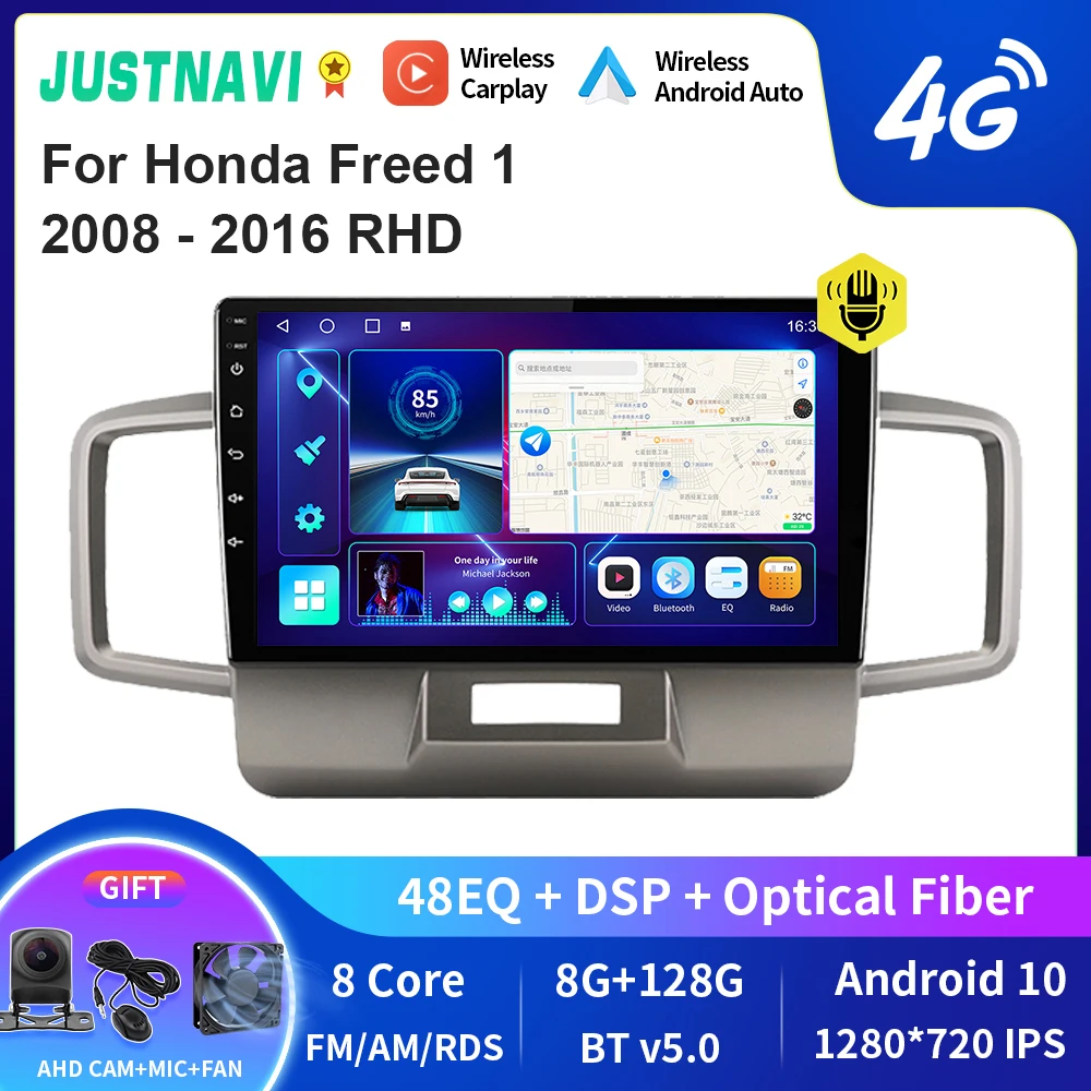 

JUSTNAVI QT10 Wireless CarPlay Android Auto Radio For Honda Freed 1 2008 - 2016 RHD Stereo Car Multimedia Video Player GPS DVD