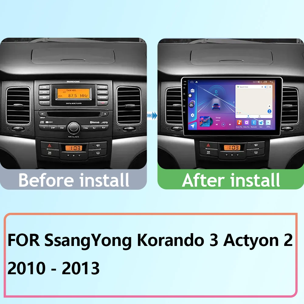 Car Android For SsangYong Korando 3 Actyon 2 2010 - 2013 Auto Radio Stereo Head Unit Multimedia Player Navigation No 2din DVD BT