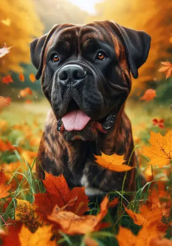 Mastiff Brindle Falling Leaves Flag