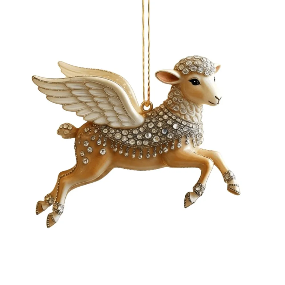 New 2D Flat Goat Hanging Ornament Acrylic Shining Goat Pendant Simulation Artificial Rhinestone Zodiac Goat Souvenir Bag Charms