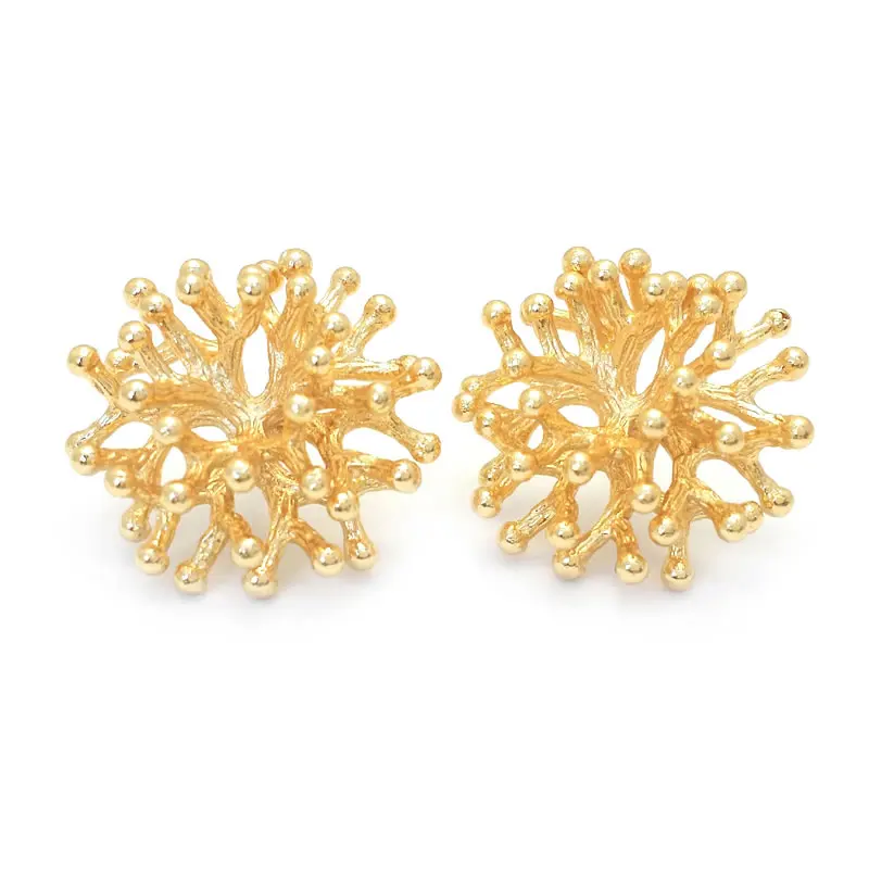 18K Gold Color Brass 3D Special Flower Branchs Stud Earrings Pins Jewelry Earrings Making Supplies Diy Findings Accessories