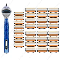 Nueva afeitadora de fusión, cuchilla de afeitar reemplazable cíclica, 5 capas, cabezal de afeitado Manual de seguridad, cuchillas de afeitadora profesionales de repuesto