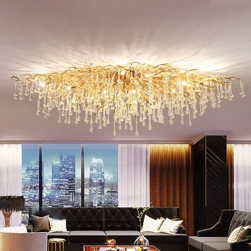 Ceiling light chandelier modern hotel bedroom dining room living room home interior glossy Led gold luxury chandelier