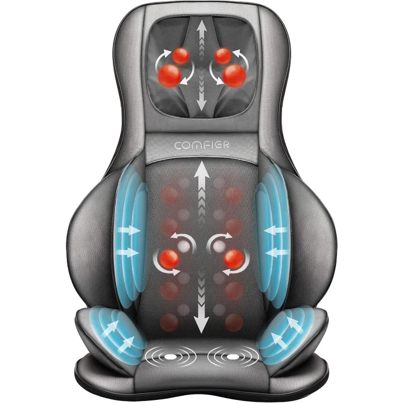 

Massager Chair with Heat, Shiatsu Neck Back Massager Portable with Compress & Rolling,Massage Chair Pad for Full Back