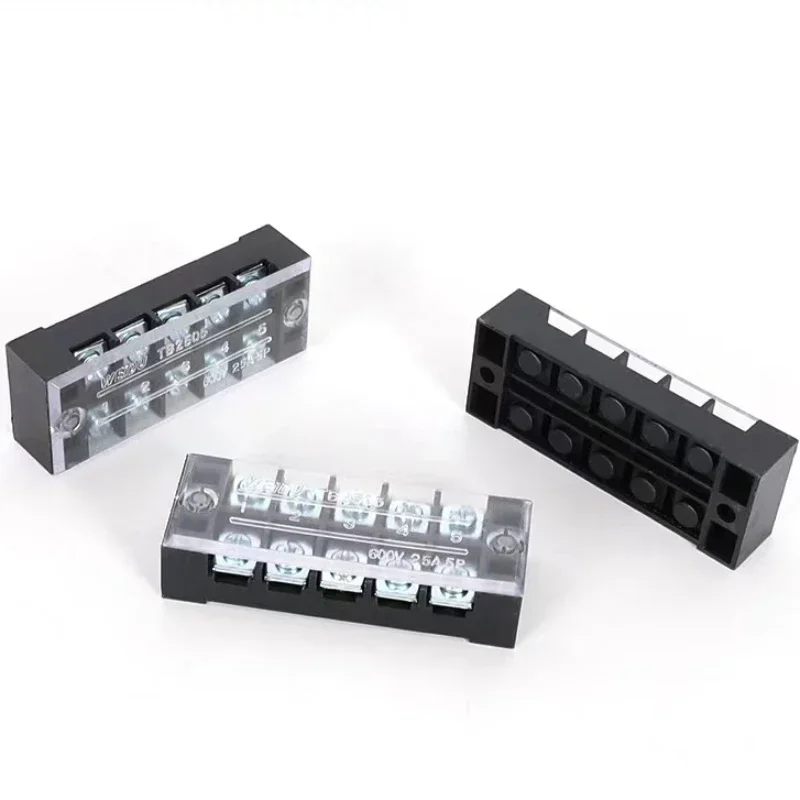 15A/25A/45A 600V Dual Row Barrier Screw Terminal Block Wire Connector TB Series 3/4/5/6/8/10/12 PIN Optional TB-1503 TB-2503