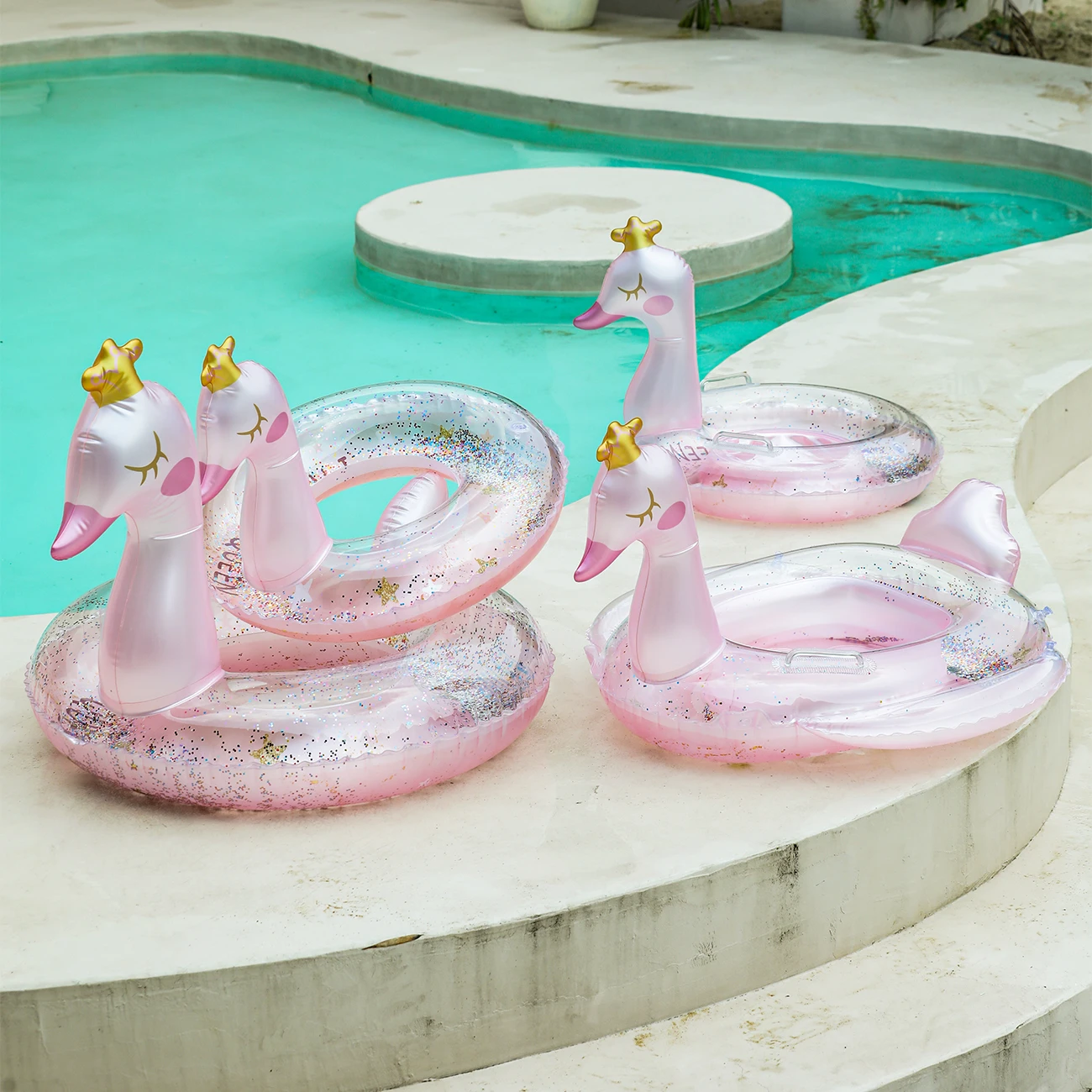 1PC Crowned Swan-zwemring Zomerzwembad drijft, strand- en zwembadzwemhulp, strandspeelgoed voor zwembadfeest