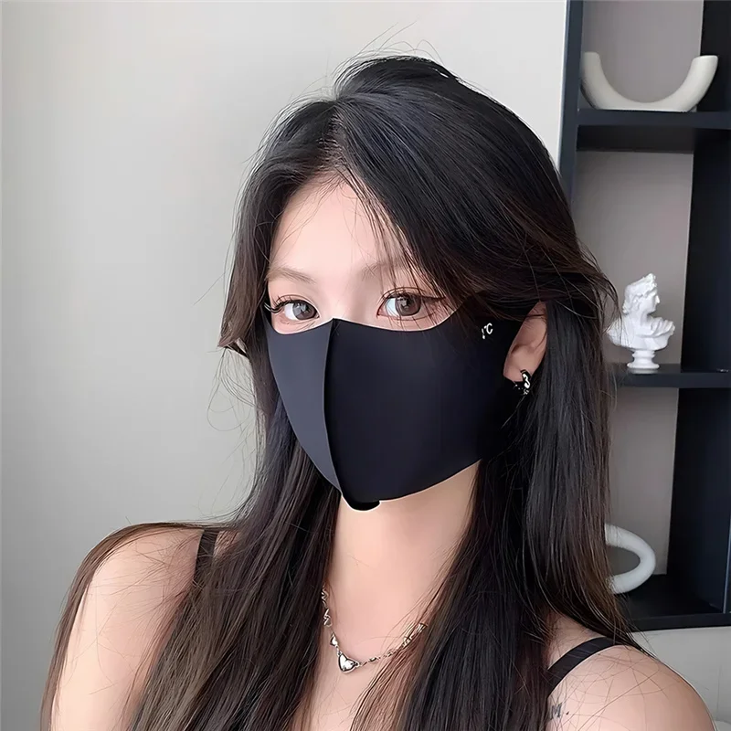 1PC Summer Sunscreen Face Mask Breathable Women UV Protection Trendy Mask Thin Ice Silk Sunscreen Anti-UV Fashionable Face Cover