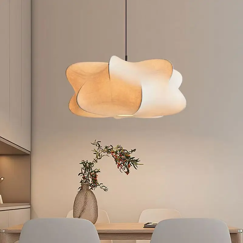 Nordic Design Pendant Lamp Wabi Sabi Living Room Pendant Light Silk Japan LED Chandelier for Restaurant Decorations Lustre