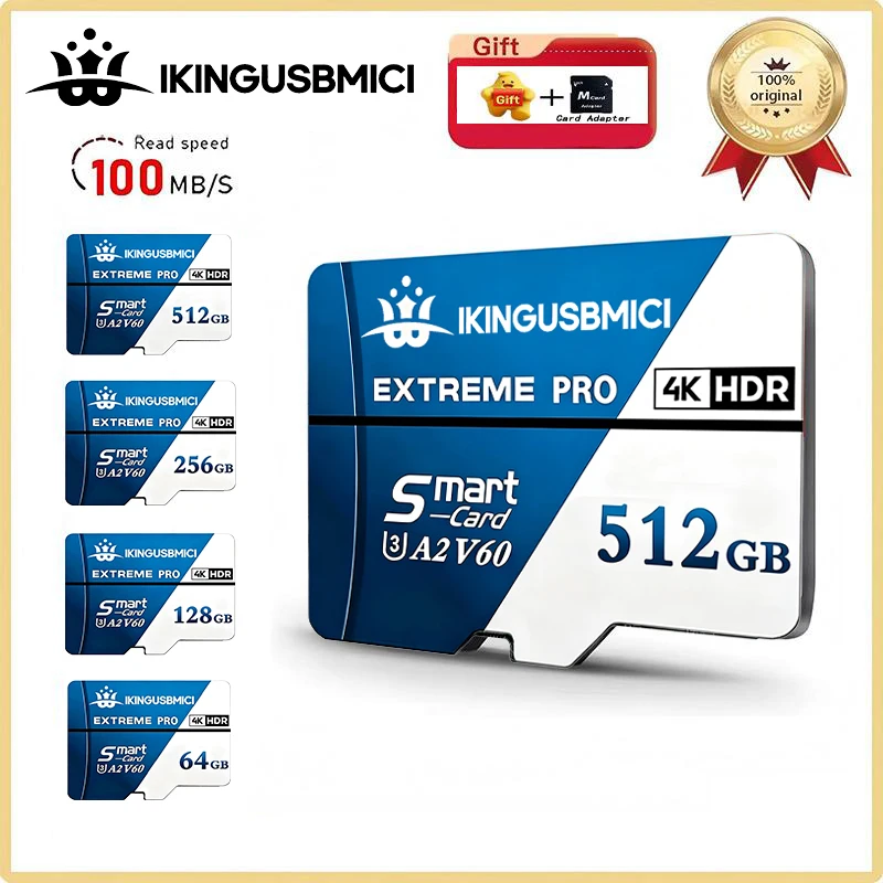 Compact SD Cards TF Cards Memory Card Micro TF Card 64GB 128GB 512GB Dustproof C10 for Gaming Laptop Security Camera
