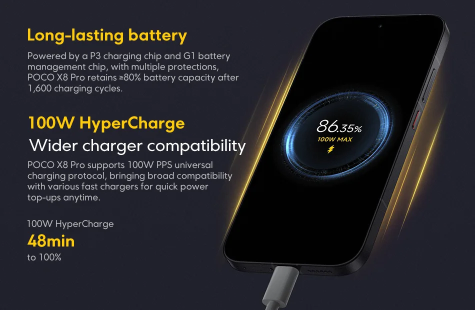 POCO X8 Pro 5G Global Version Dimensity 8500-Ultra 12GB 512GB 6500mAh 100W HyperCharge 6.59'' 1.5K 120Hz NFC Android Phone