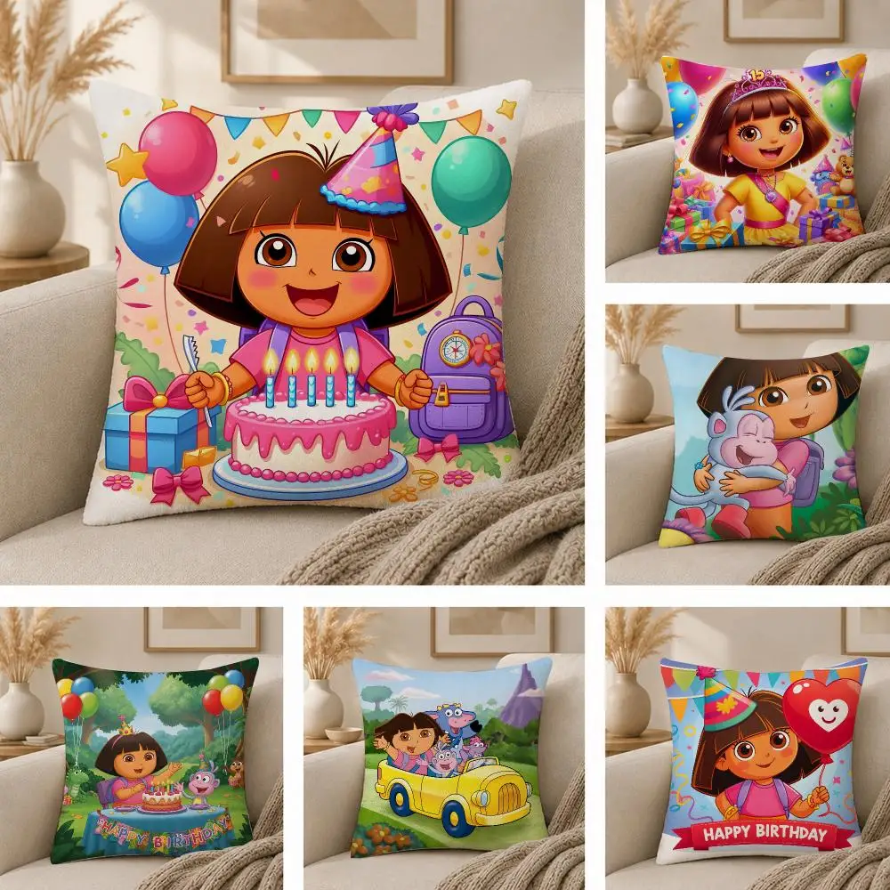Cute D-Dora Cushion Cover  Plush Fabric Soft Double Sided Print Sofa Cushion Cover Throw Pillow Covers