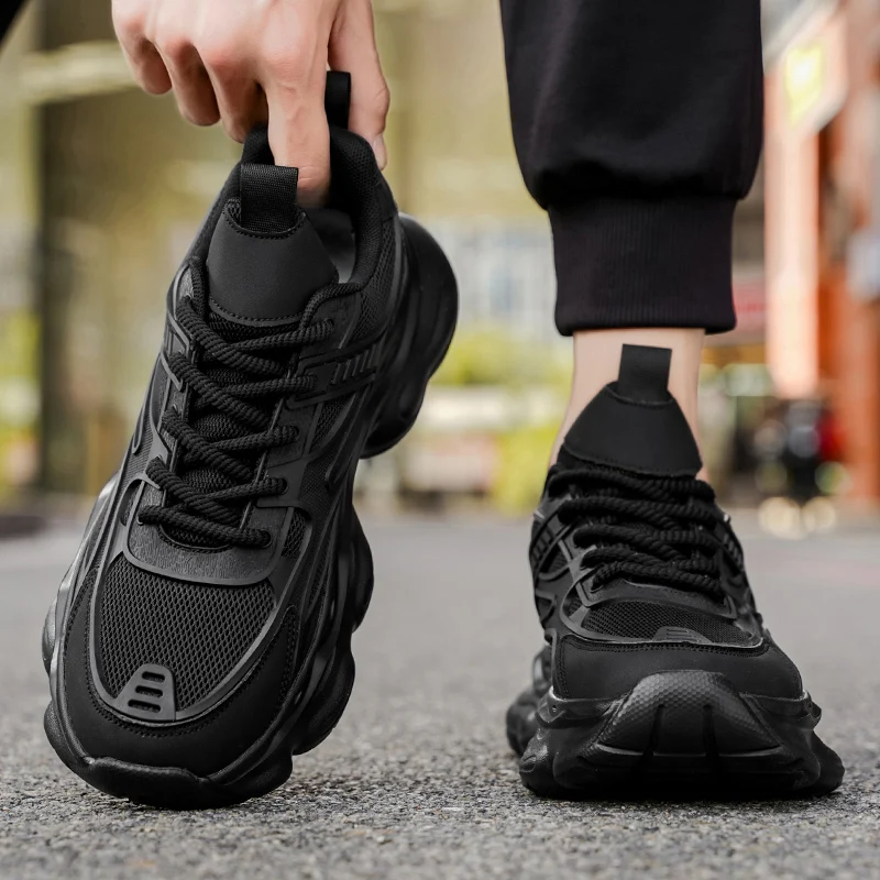 

Shock Absorbent Sports Mesh Breathable Outdoor Running Comfort Platform Jogging Shoe Zapatillas Hombre New Thick Soled Men Shoe