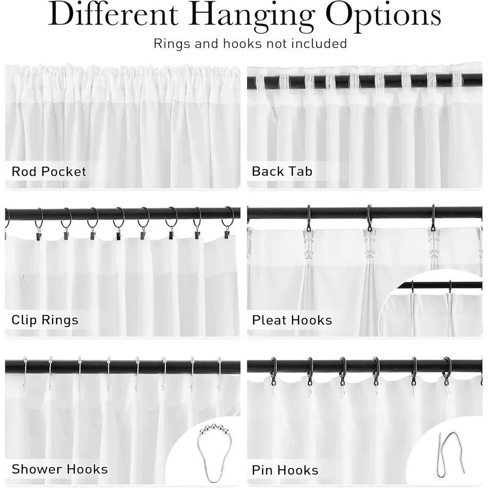 Rideaux longs de luxe en velours blanc 108 avec onglets arrière, traitements de fenêtre de confidentialité pour le salon, ensemble de 2 panneaux, 52 de large