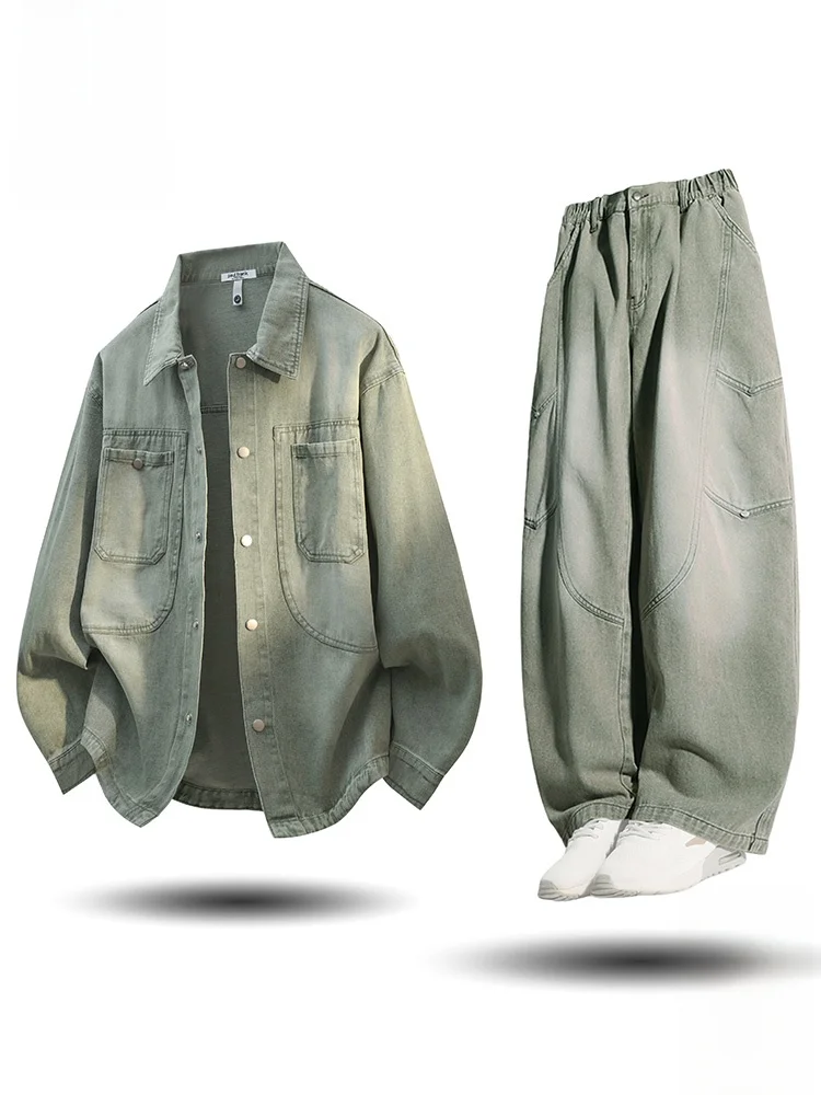 

Комплект Paul Frank M в стиле ретро: повседневный костюм из двух предметов с джинсовой курткой и брюками с принтом обезьяны Big-Mouth, осенний, из смесового хлопка