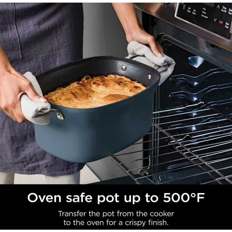 نينجا فودي بوسابل كوكر برو 8.5 كوارت متعدد الطباخ، مع فرن هولندي بطيء 8 في 1، قدر بخاري، غير لاصق، أزرق (MC1001)