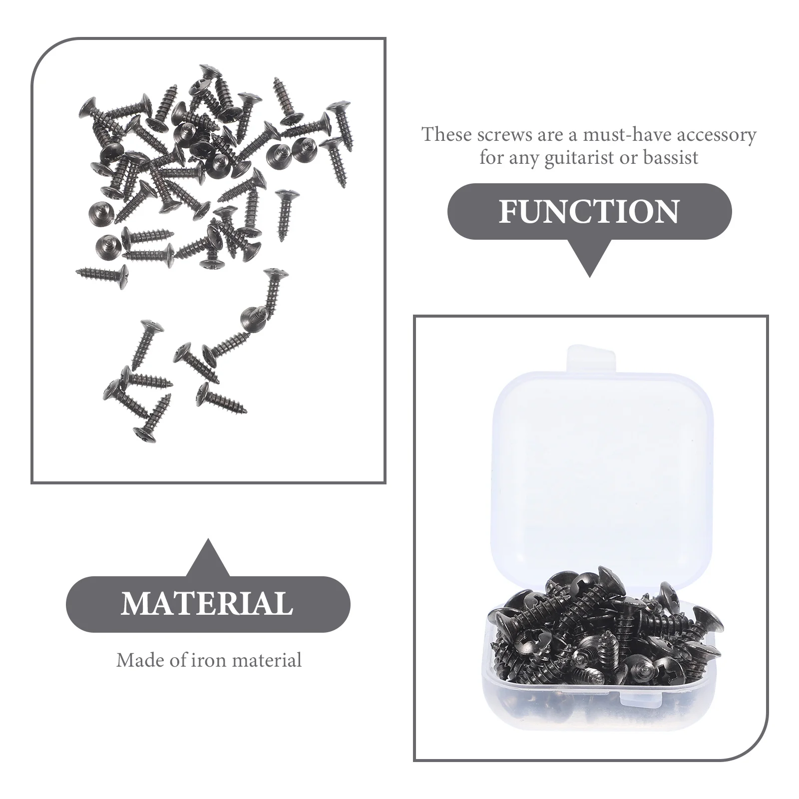 

50Pcs Guitar Screws Bright Color Stylish Electric Guitar Pickguard Mounting Screws Iron Fixator Bass Panel Accessories