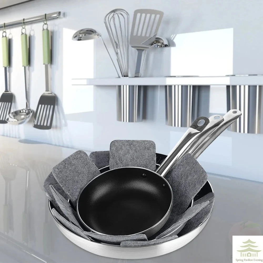 Pot and Pan Protectors 12Pcs Pot Dividers Pad Non-woven 3 Sizes Pans Separator Pads for Protecting Separators Pads Cookware image 5