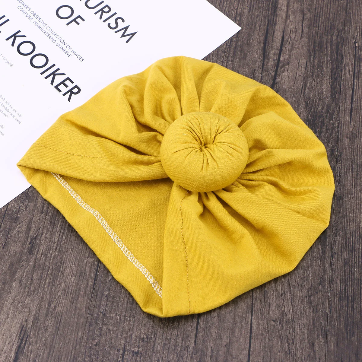 

Newborn Baby Turban Knot Infant Hat Yellow Bohemian Headband Wrap Hospital Nursery Baby Shower Family Photos Infant Turban