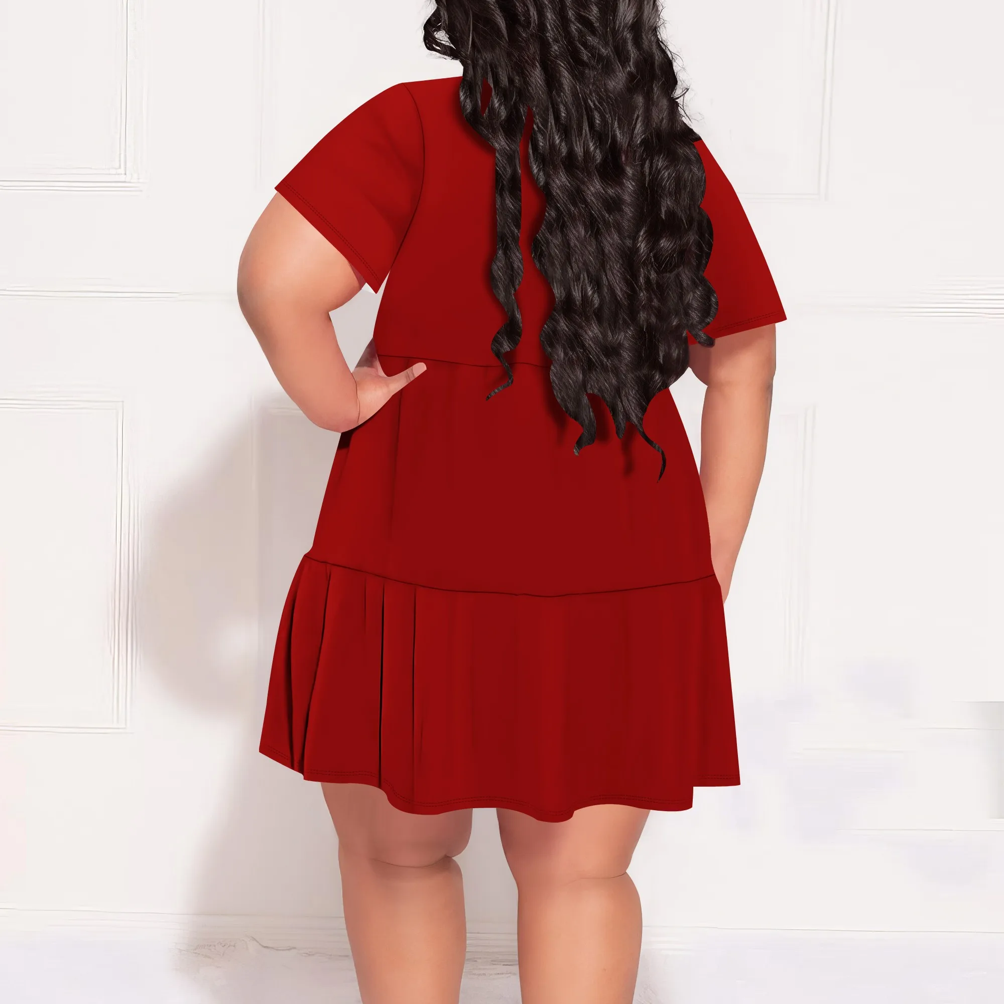 ชุดเดรสสําหรับผู้หญิงฤดูร้อน 2025 V คอ Ruffle Sleeve A Line ฉัตร Flowy Casual อินเทรนด์ Mini Beach Dress
