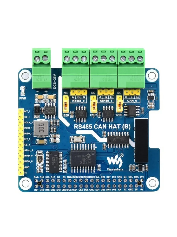 Picture 7: Isolated RS485 CAN HAT (B) For Raspberry Pi, 2-Ch RS485 and 1-Ch CAN, Multi Protections