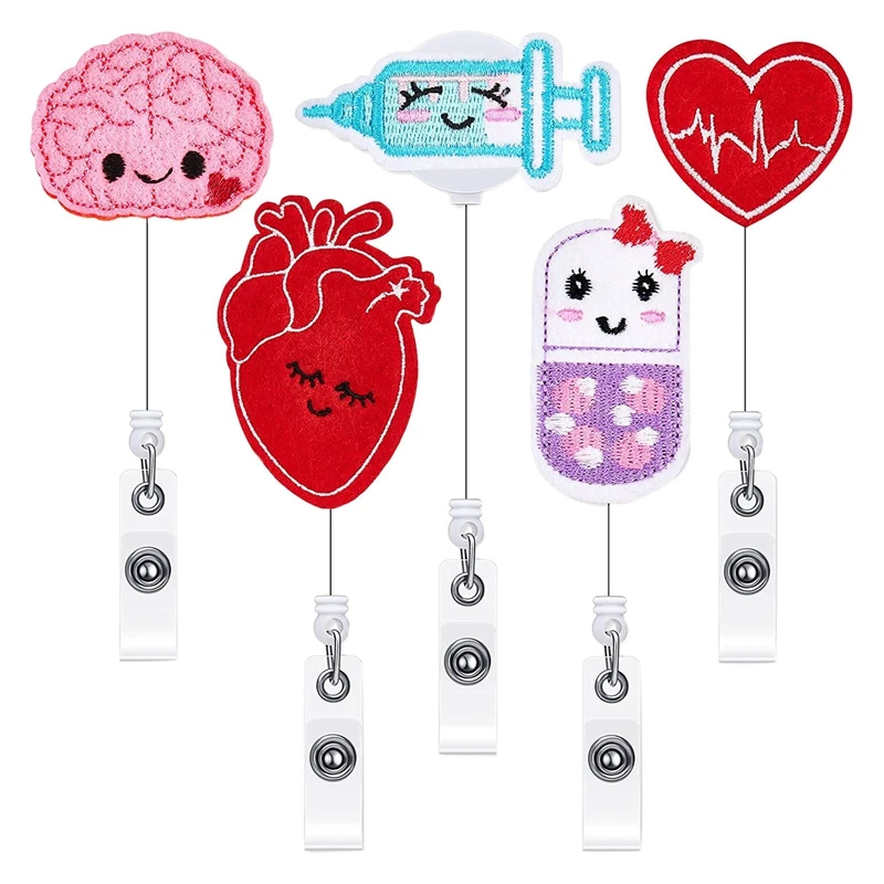 Porte-Danemark ge Rétractable avec Clips à Comcussion pour Infirmière, 5 Pièces