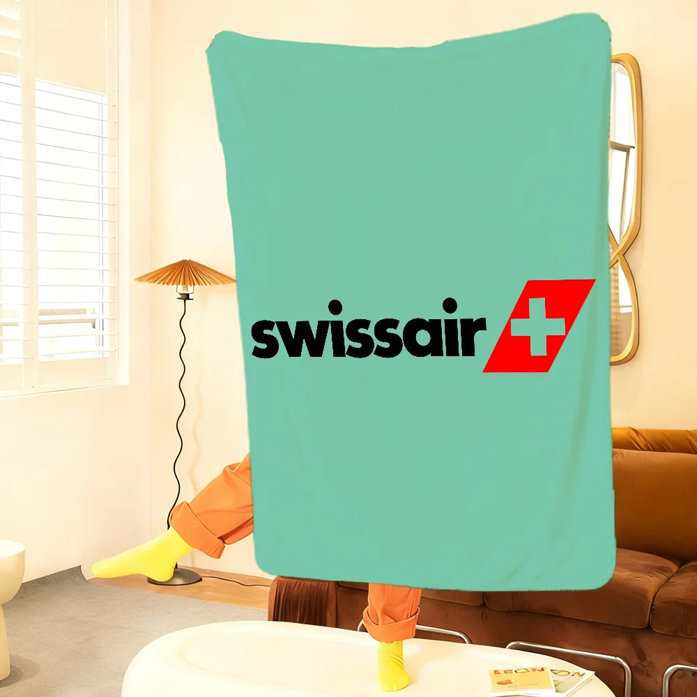 S-Swissair-R Logo Blanket Throw Super Cosy Plush Living Room Sofa Couch Childish Birthday Gifts