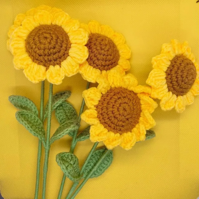 1 pçs de lã girassóis buquê artesanal simulação flor natal dia dos namorados presente aniversário brinquedos pelúcia plantas