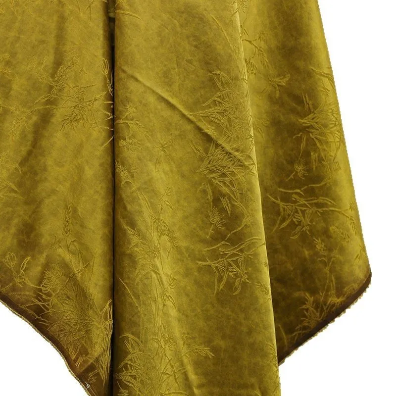 Satin gold Fragrance gauze fabric true silk plain jacquard brocade old with ancient charm and multiple colors