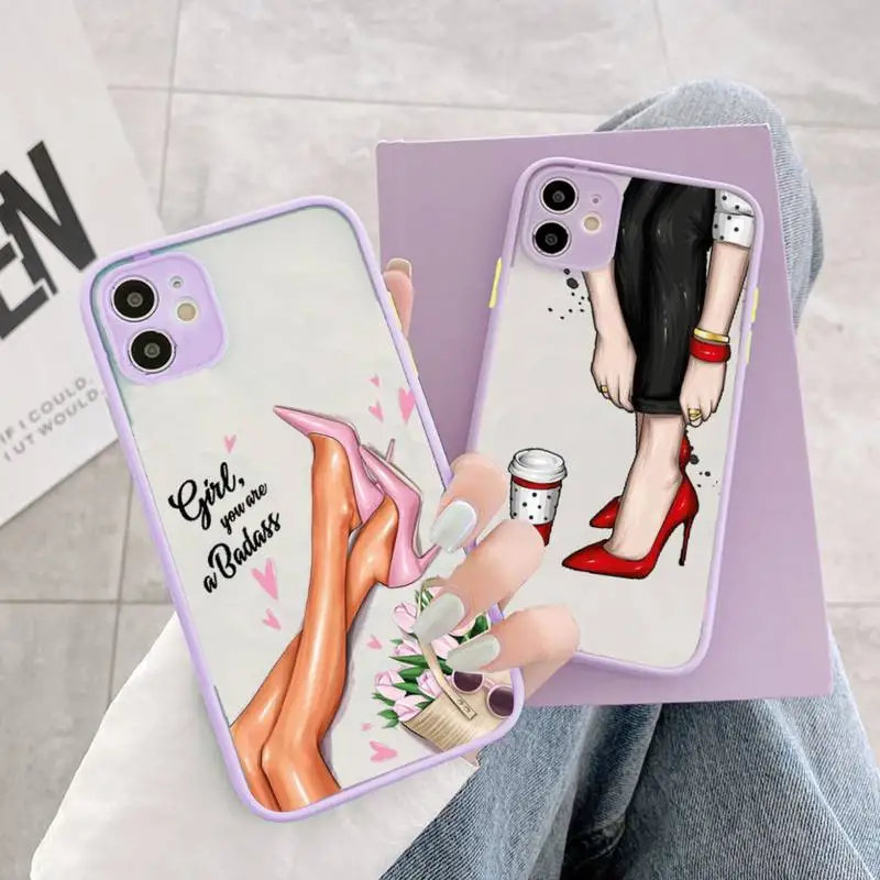 Lady High Heel Phone Case matte transparent For iphone 14 11 12 13 plus mini x xs xr pro max cover