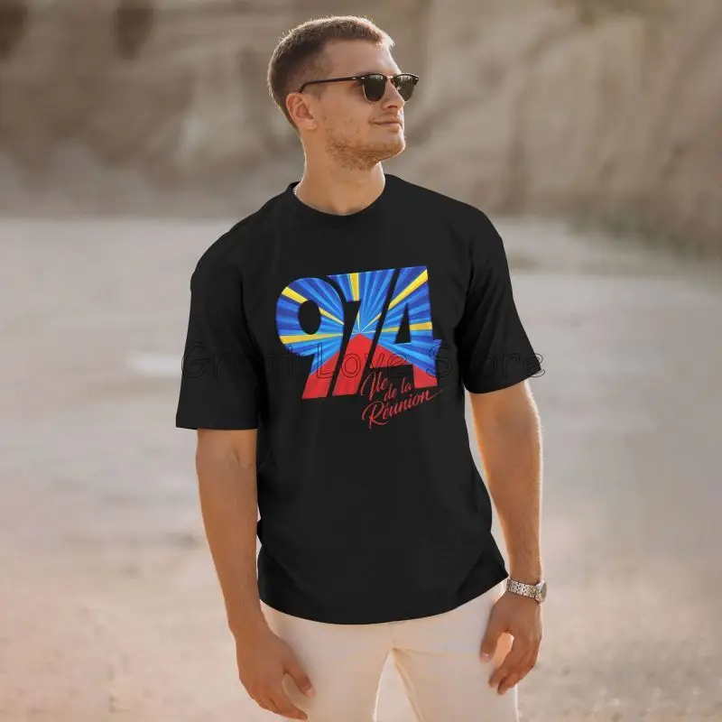 Custom 974 Reunion Island Logo Print T-shirt Men Cotton Graphic T Shirts Summer Casual Large Size Tees Tops Streetwear S-6XL