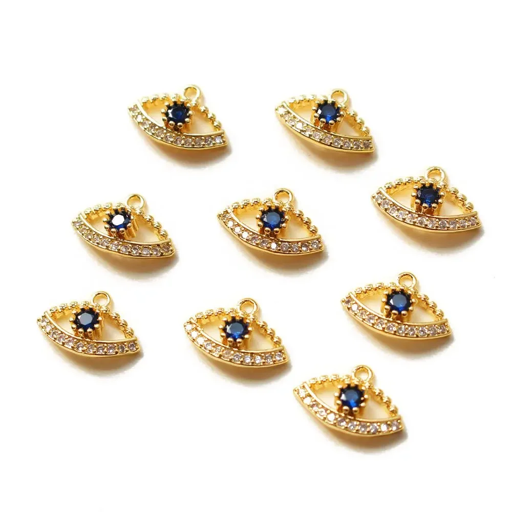 2PCS Charms For Jewelry Making Supplies Components 18K Gold Plated Eye Shape Necklace Pendant DIY  Earrings Accessories